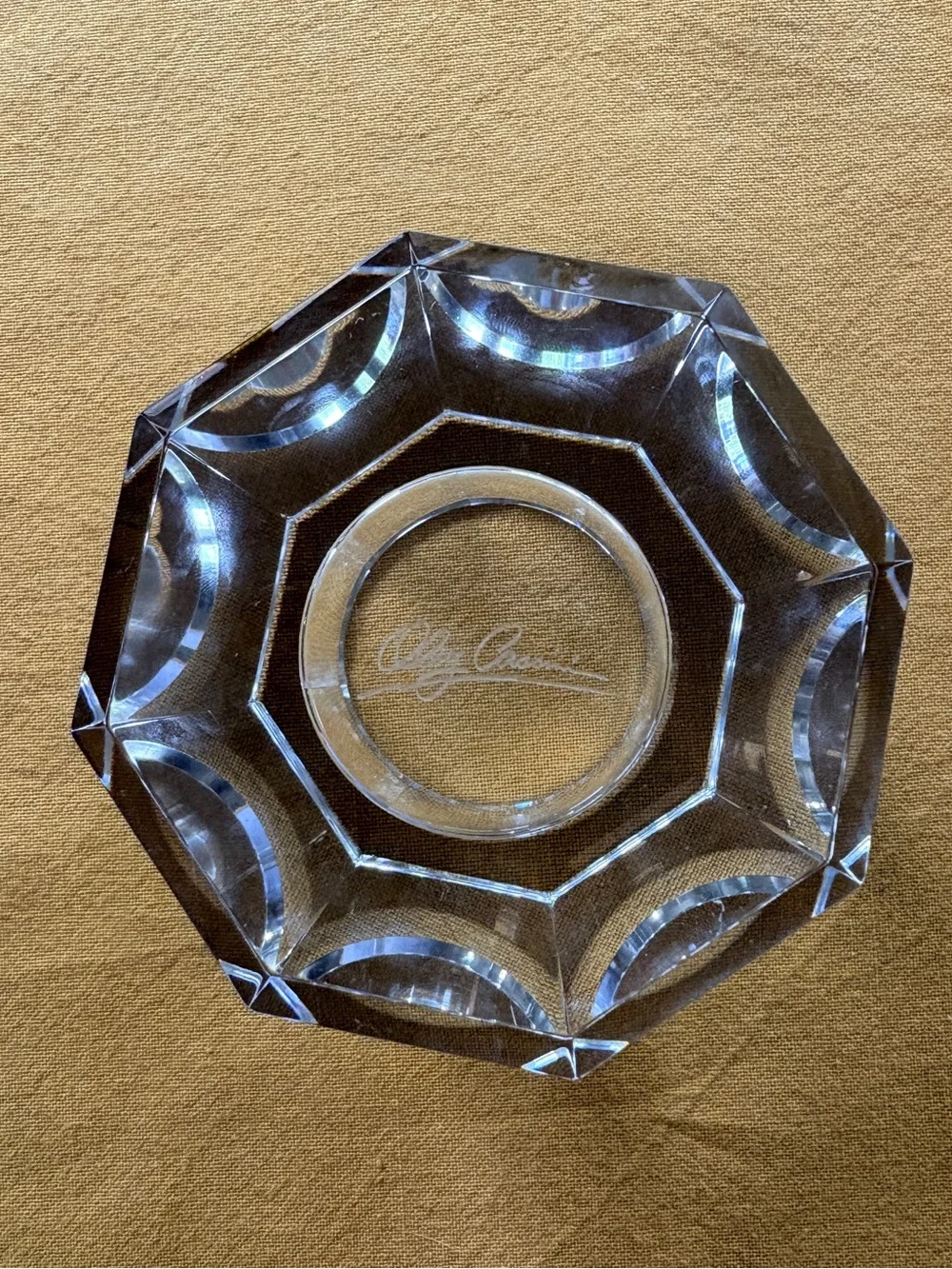 Oleg Cassini 24% Lead Crystal Votive Candle Holder with Octagonal Faceted Cut